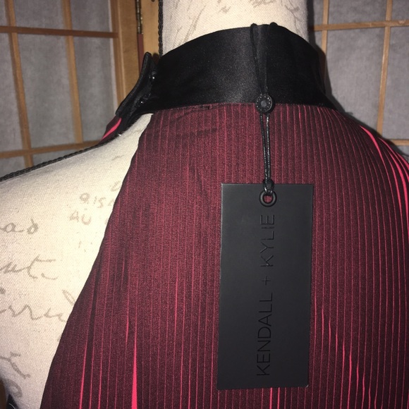 NWT Kendall & Kylie Crepe Pleated Minidress Red S - Picture 6 of 14